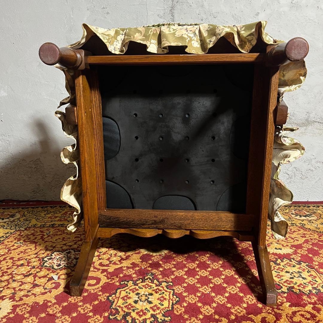 【キツツキ】ラウンジチェア 1人掛け 花柄クッション付き ヴィンテージ ソファ⓵