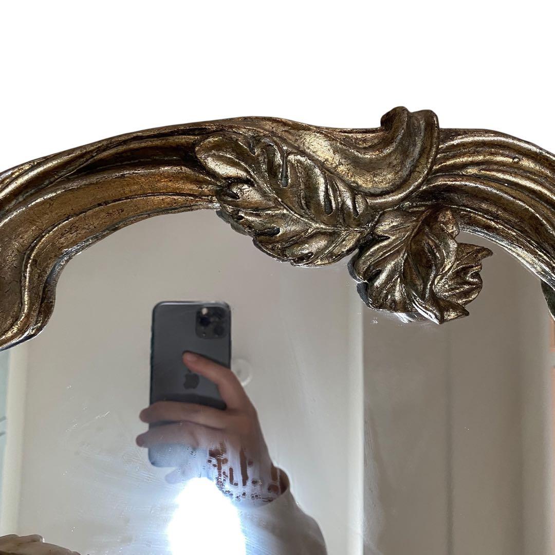 【良品】ロココアンティーク　イタリア　豪華　西洋美人像　壁掛け　鏡