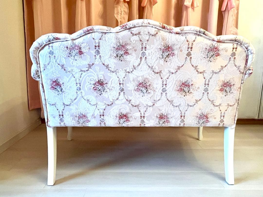 スクレドゥフィーユ ロココ アームチェア 二人掛け ソファ 猫脚 花柄 姫系