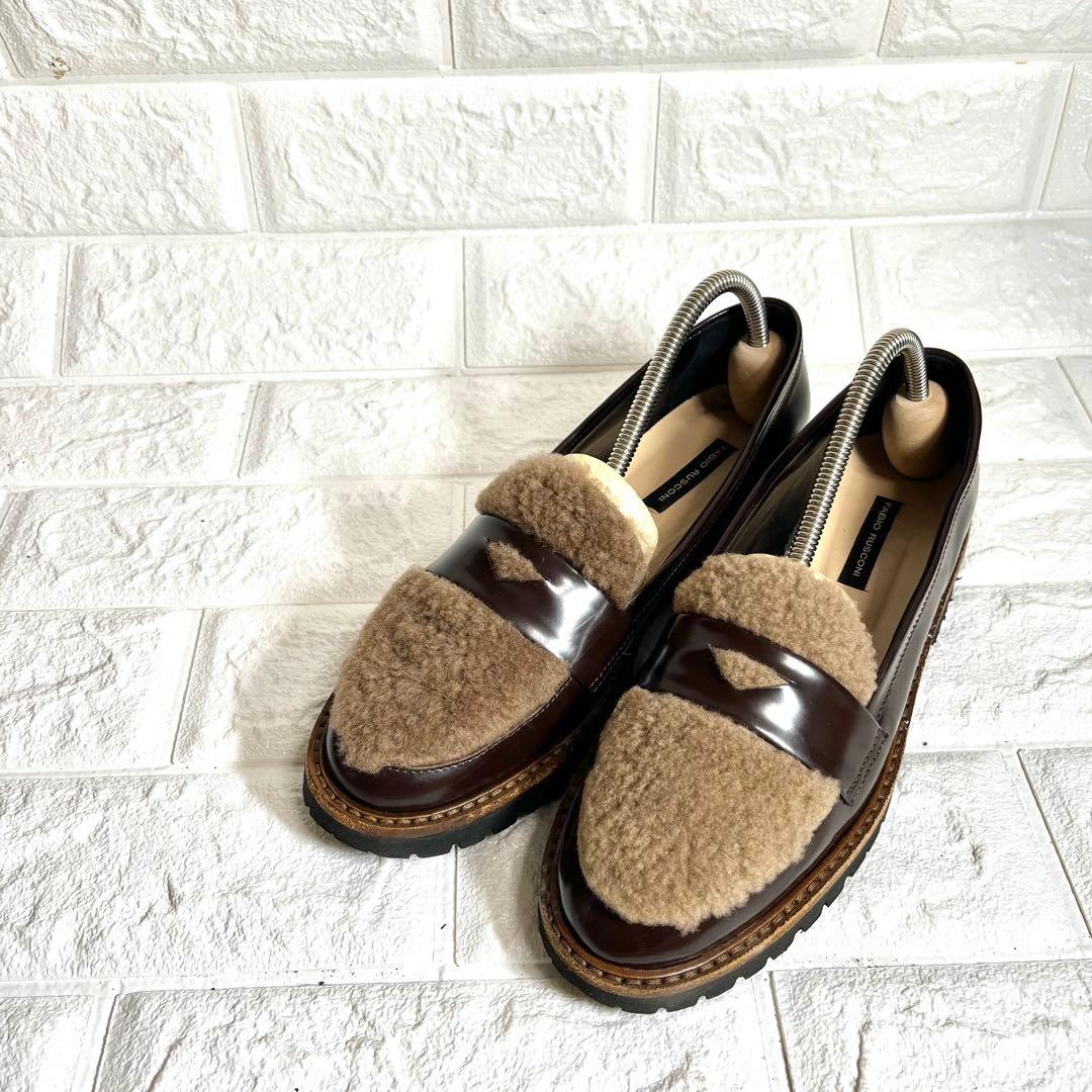 【ほぼ未使用】FABIO RUSCONI ファー付き　ローファー