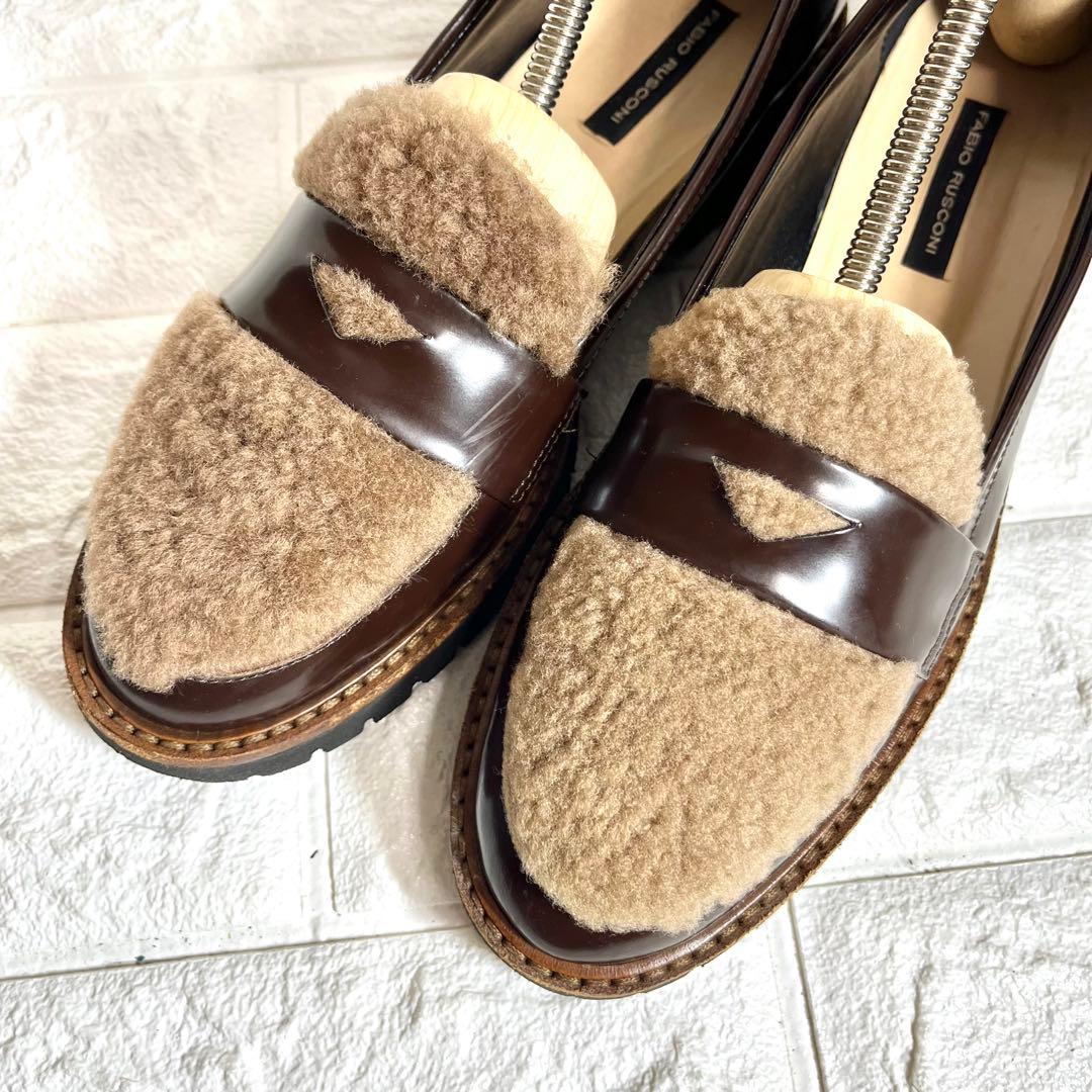 【ほぼ未使用】FABIO RUSCONI ファー付き　ローファー