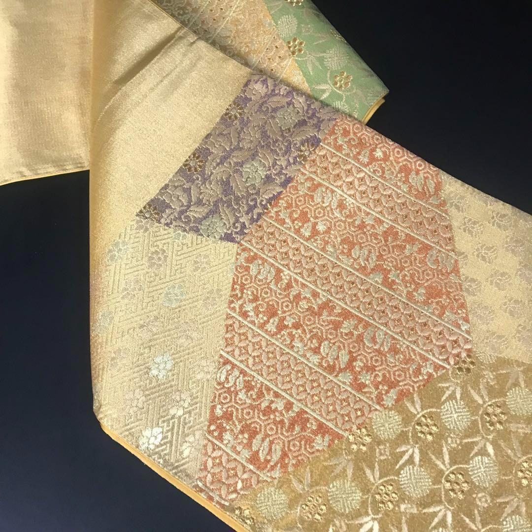 ZF-918 袋帯 正絹 金箔 六通 金彩 金糸 高級 逸品