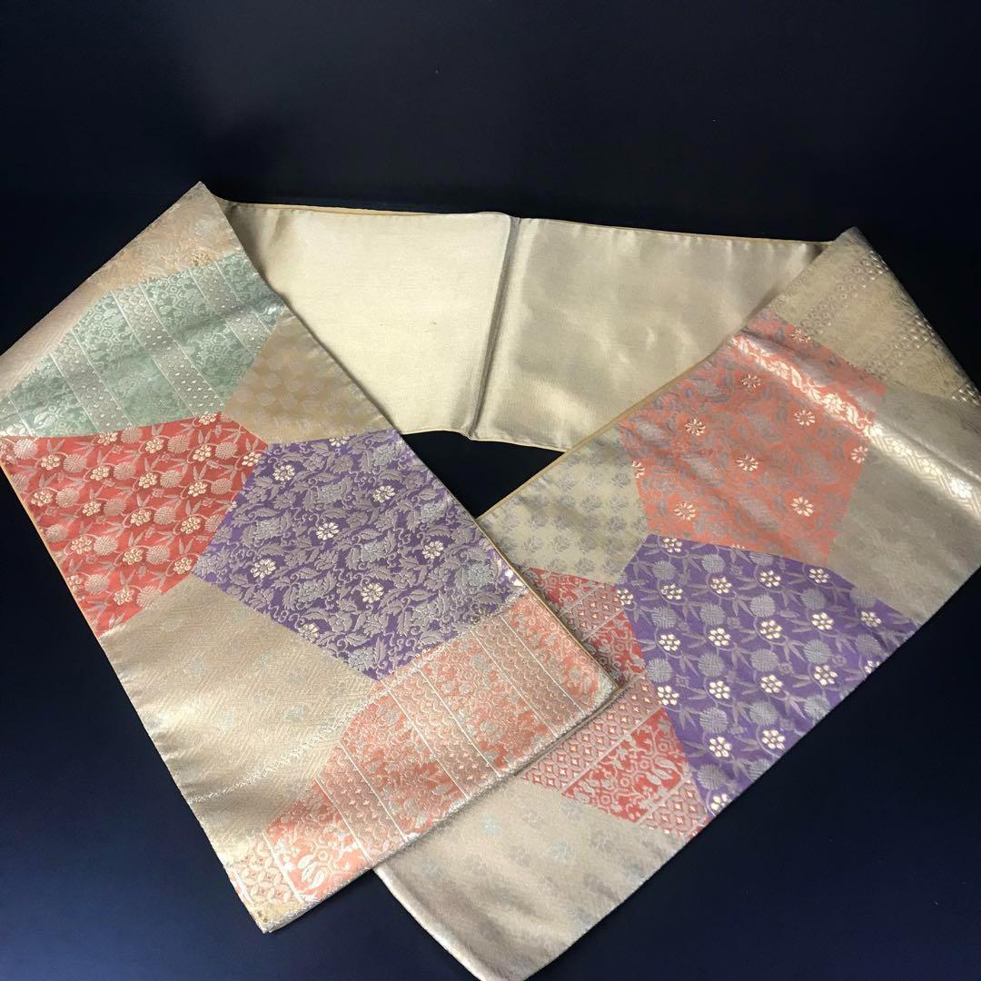 ZF-918 袋帯 正絹 金箔 六通 金彩 金糸 高級 逸品