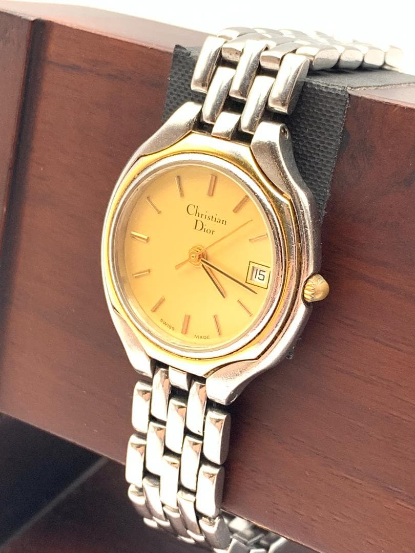 【稼動】Christian Dior ゴールド文字盤　腕時計　3001