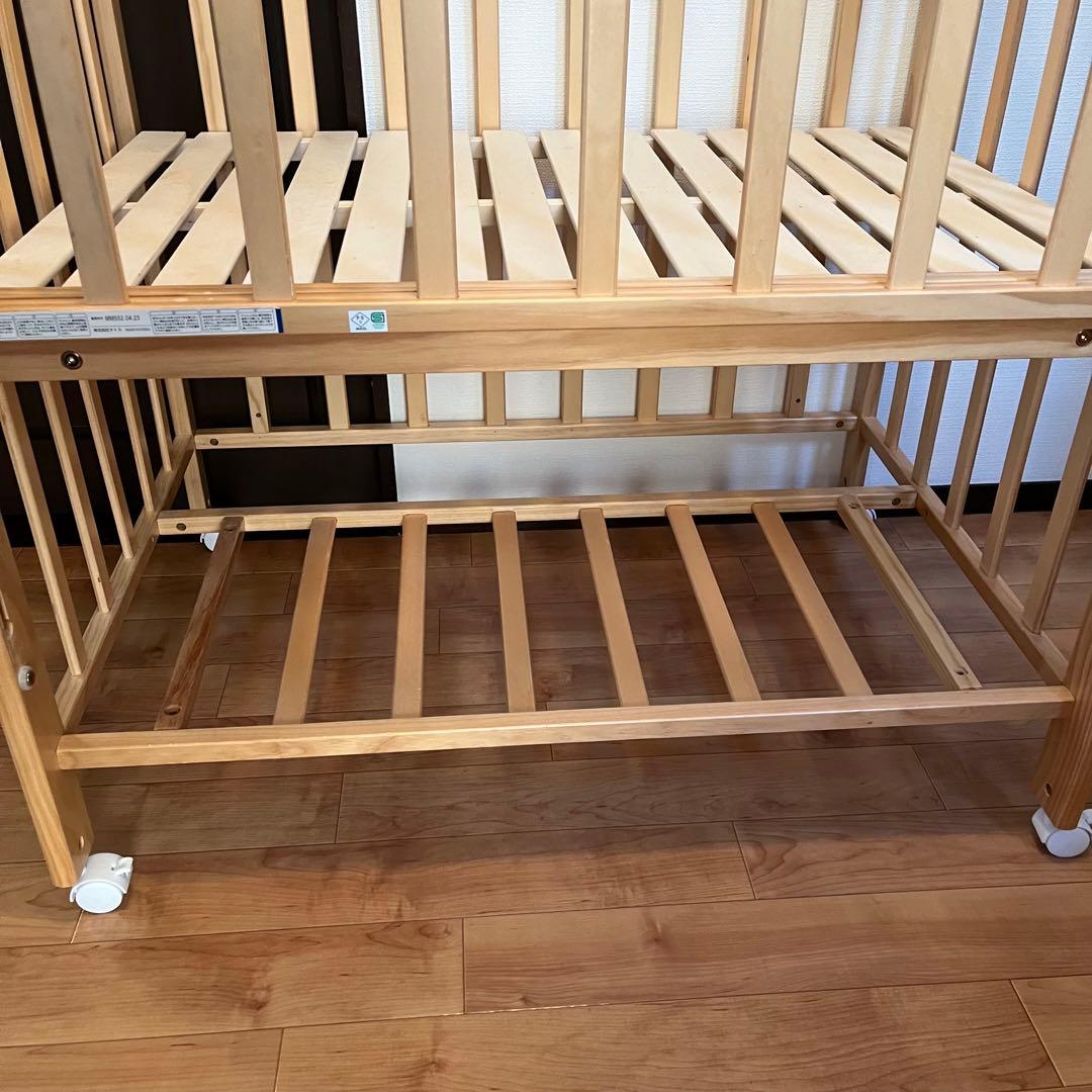 ミニベビーベッド 木製 ヤトミ PSC SG認定 2段階 キャスター 説明書付
