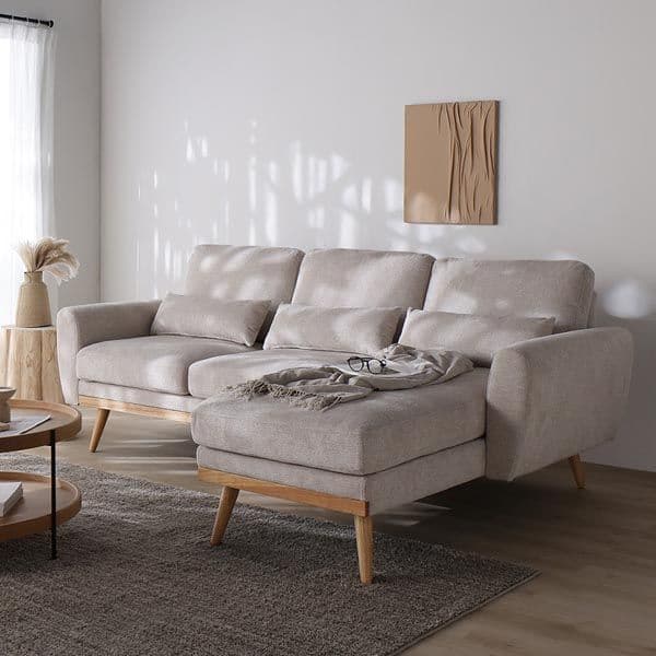 カウチソファ ラージサイズ 約幅220cm ベージュ