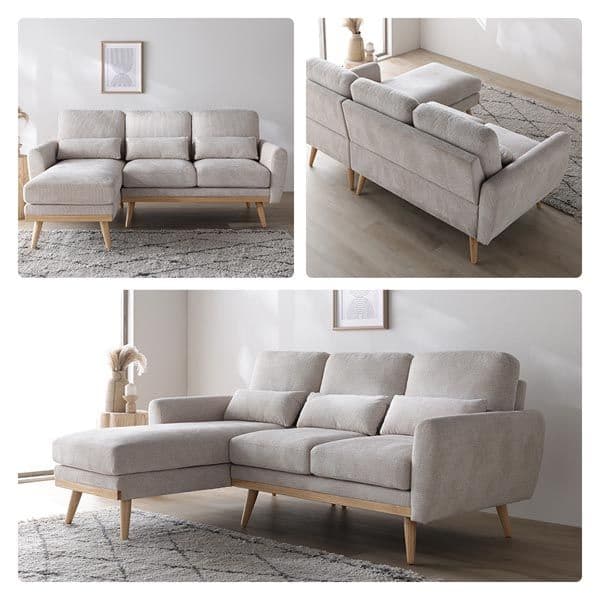 カウチソファ ラージサイズ 約幅220cm ベージュ