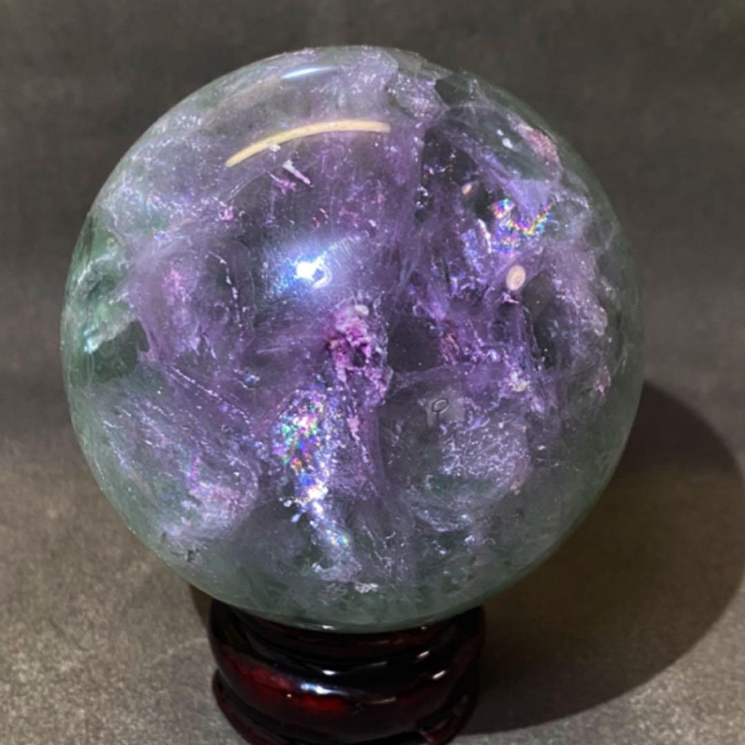 爆レア 絶品❗️レインボー☆フローライト 丸玉 パワーストーン☆天然石原石A655