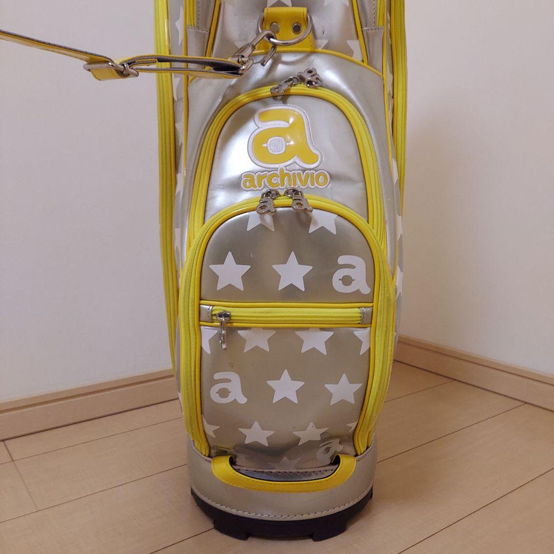 ARCHIVIO アルチビオ キャディバック シルバー/イエロー★ヘッドカバー付