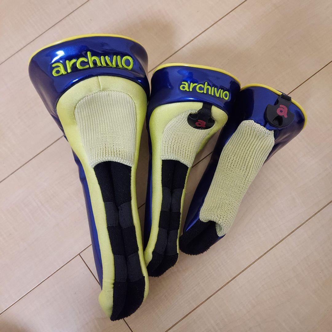 ARCHIVIO アルチビオ キャディバック シルバー/イエロー★ヘッドカバー付