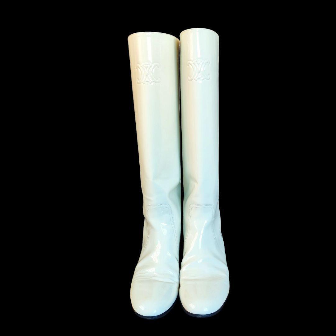 【美品】CELINE トリオンフ ハイブーツ ホワイト 36 23cm相当