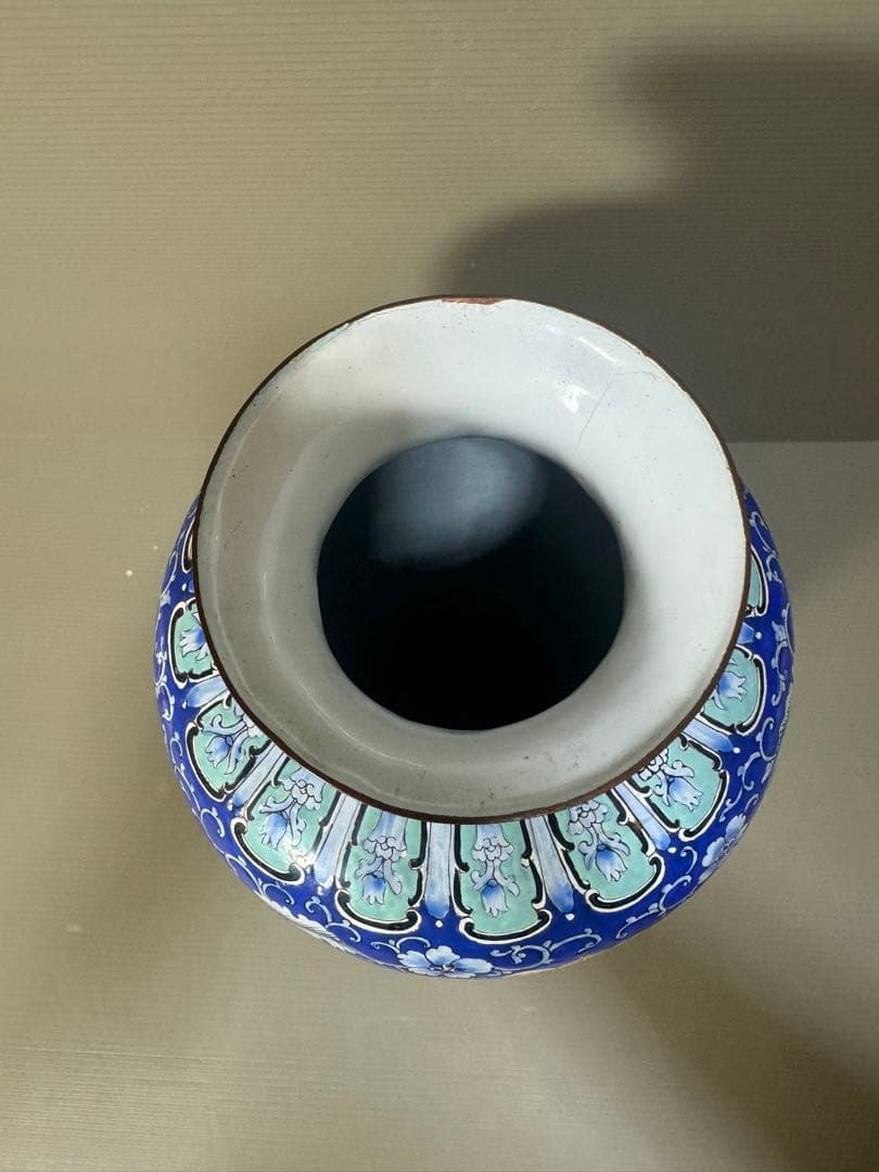 2309 七宝焼　花鳥文　琺瑯　花瓶