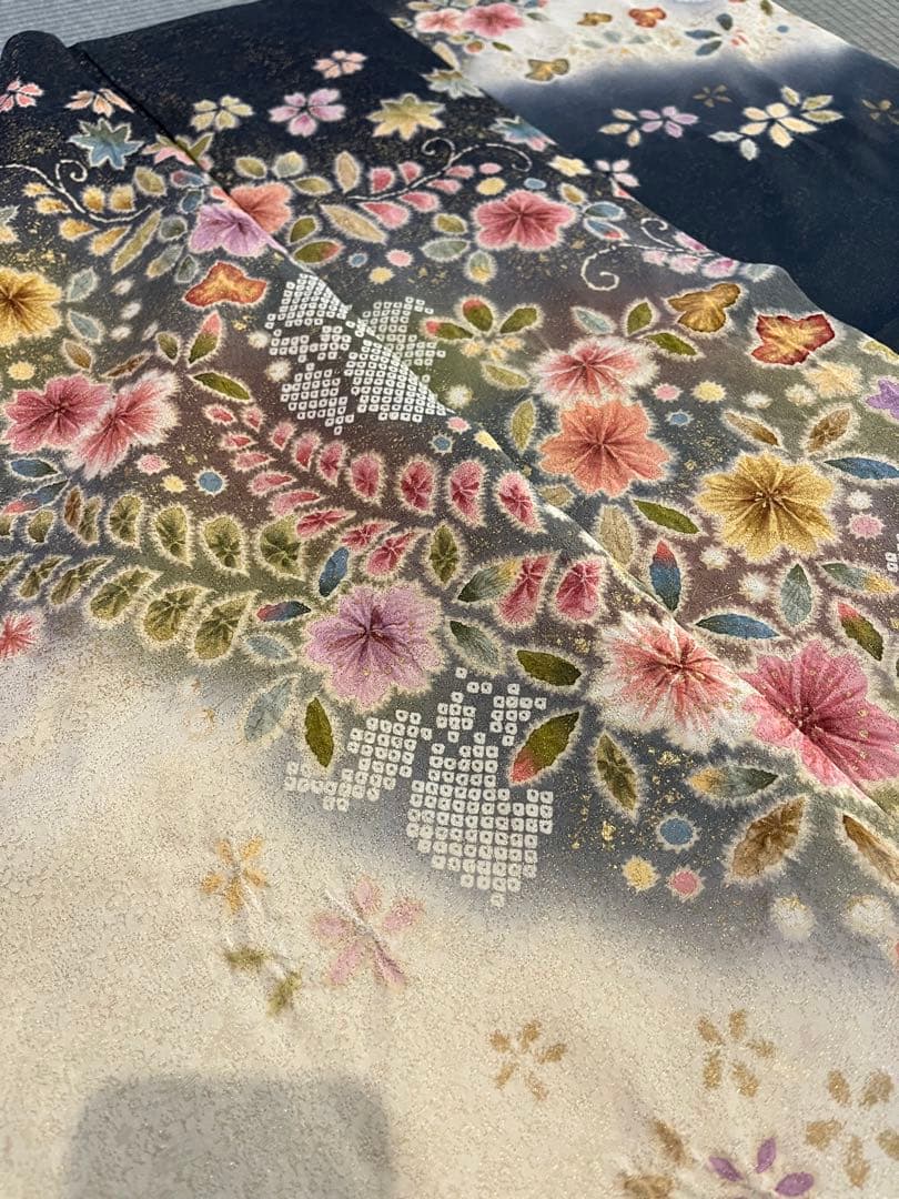 訪問着＋帯セット　金色 紺色　辻ヶ花　作家者　限定セール