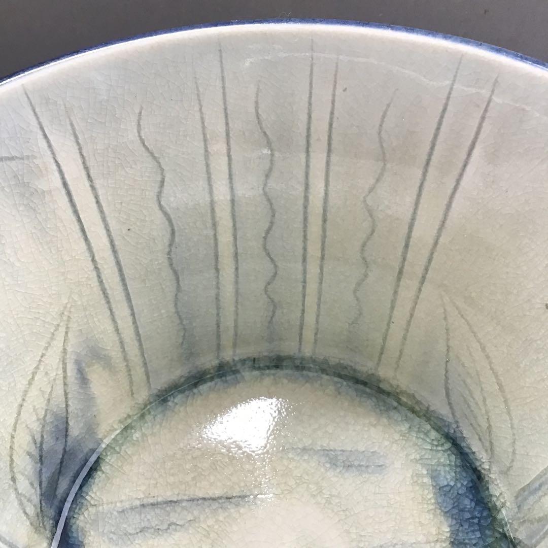 茶器　菓子器　御深井釉単花刻文菓子鉢　大江文象作　無形文化財　共箱　S274KH