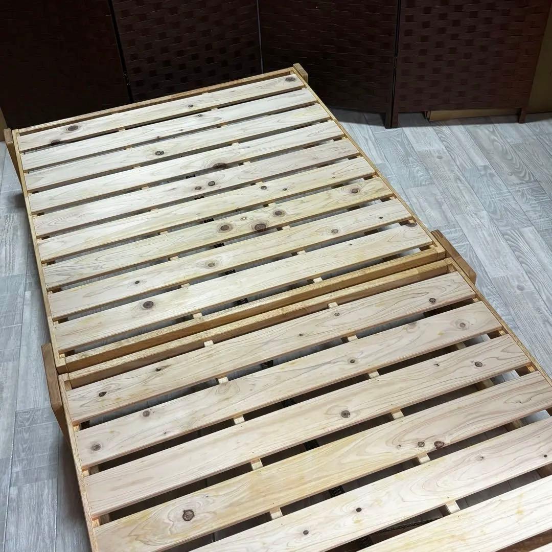 中居木工 折りたたみスノコベッド シングルサイズ　天然木