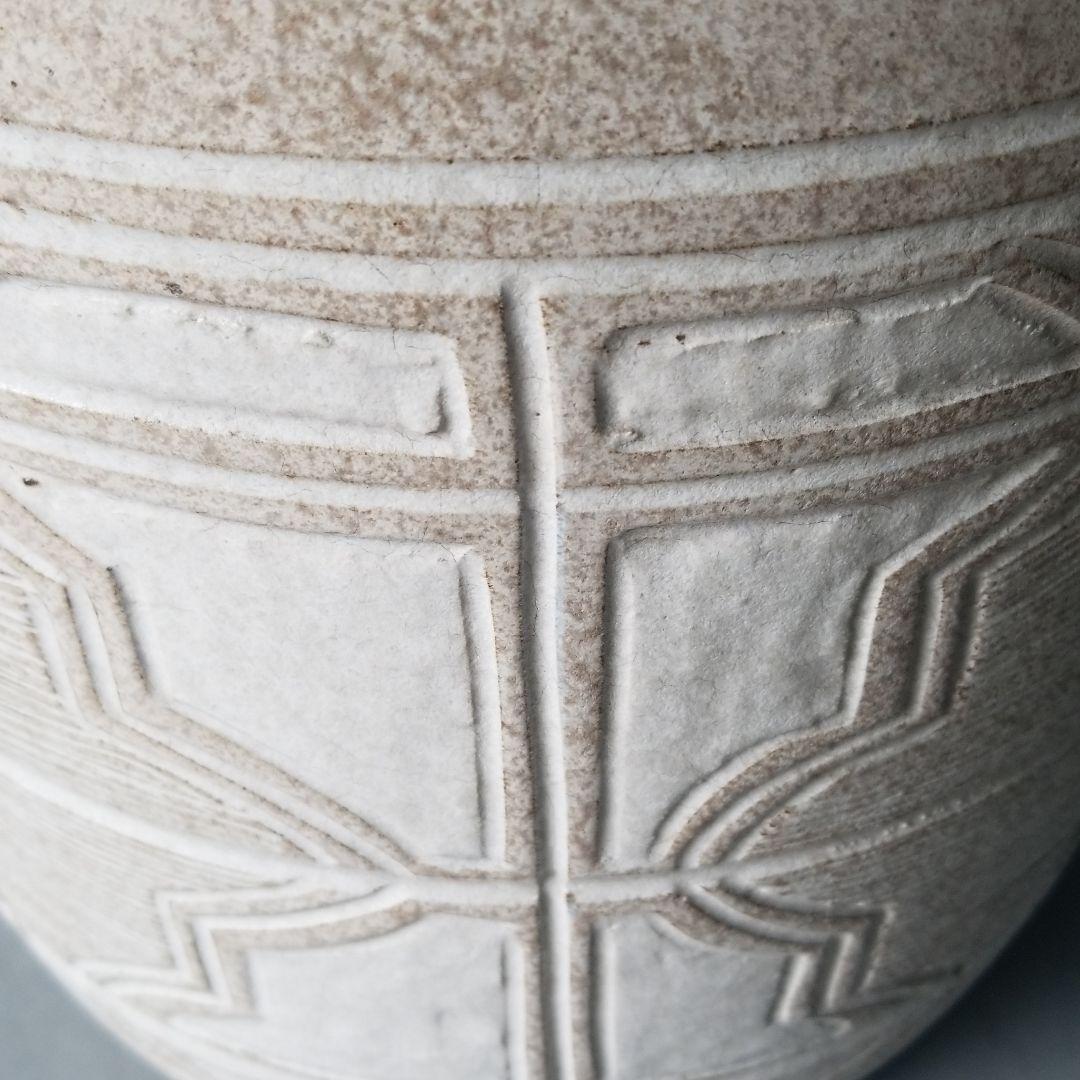 信楽焼傘立て 砲弾幾何学彫 信楽焼 高さ４６cm