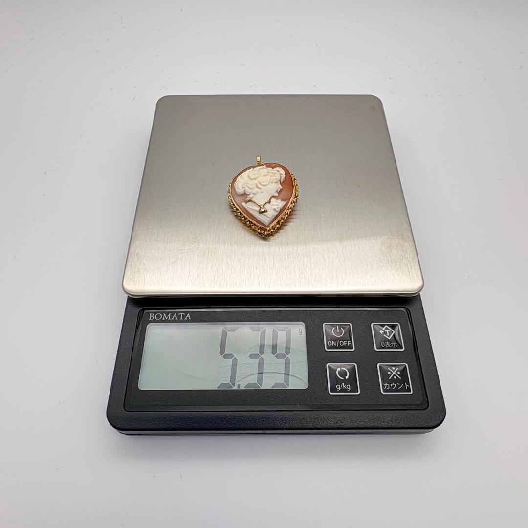 K14 カメオ ブローチ ペンダントトップ 585 ダイヤ 総重量5.39g
