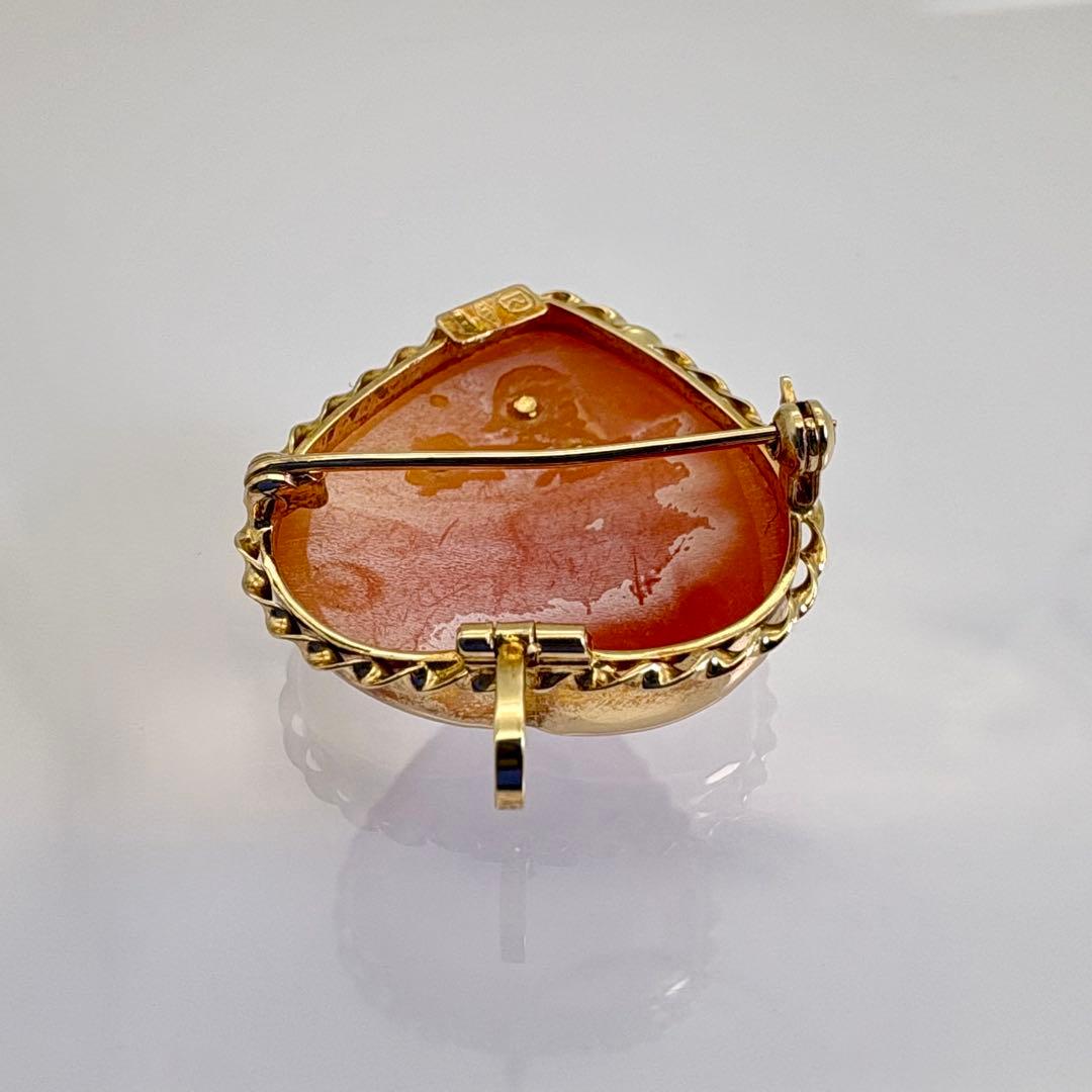 K14 カメオ ブローチ ペンダントトップ 585 ダイヤ 総重量5.39g