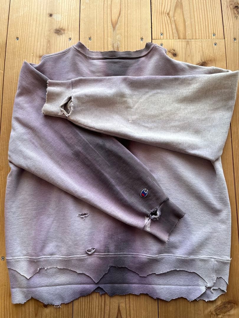 90's☆Champion☆超鬼フェード☆ペンキ☆ダメージボロスウェット