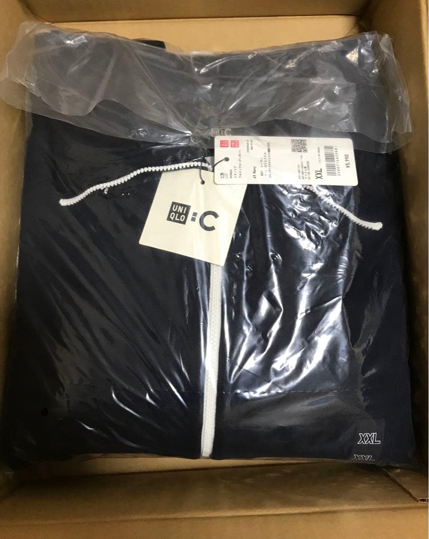 ユニクロC　ミラノリブフルジップカーディガン XXL ネイビー　⑤