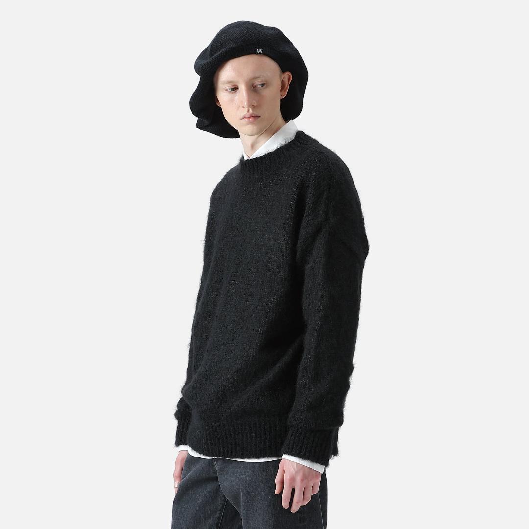 uniform experiment モヘア クルーネック セーター 黒 4