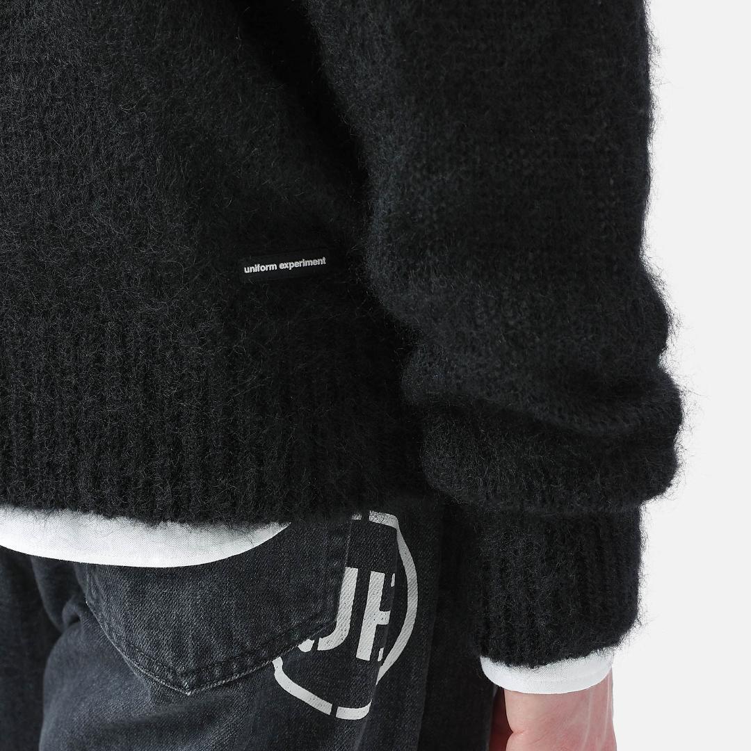uniform experiment モヘア クルーネック セーター 黒 4
