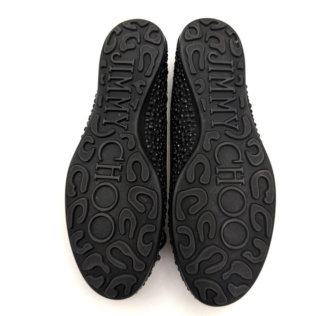 超美品　JIMMY CHOO ブラック　ビーズ　フラットシューズ　22㎝