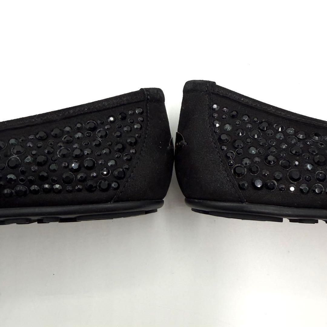 超美品　JIMMY CHOO ブラック　ビーズ　フラットシューズ　22㎝