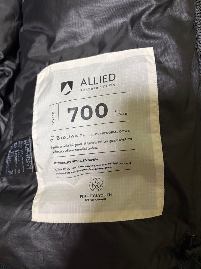 BEAUTY & YOUTH ダウンジャケット 700FP クリーニング済