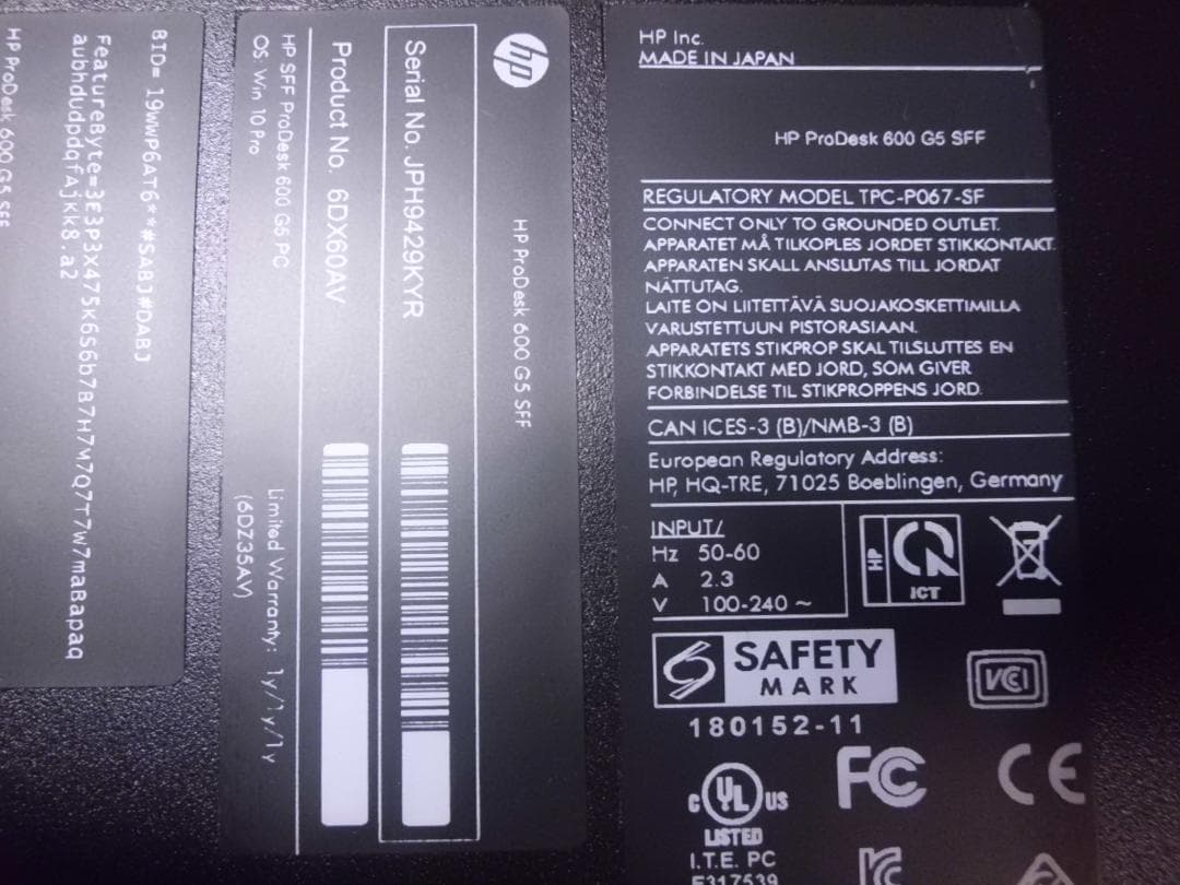 ジャンク　第9世代ディスクトップ win11対応品　hp