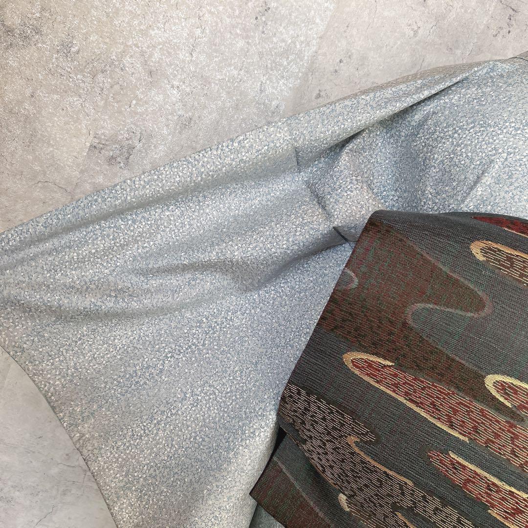 大島紬　染め大島　小紋　フルセット　着物　正絹　水色　難あり　p2