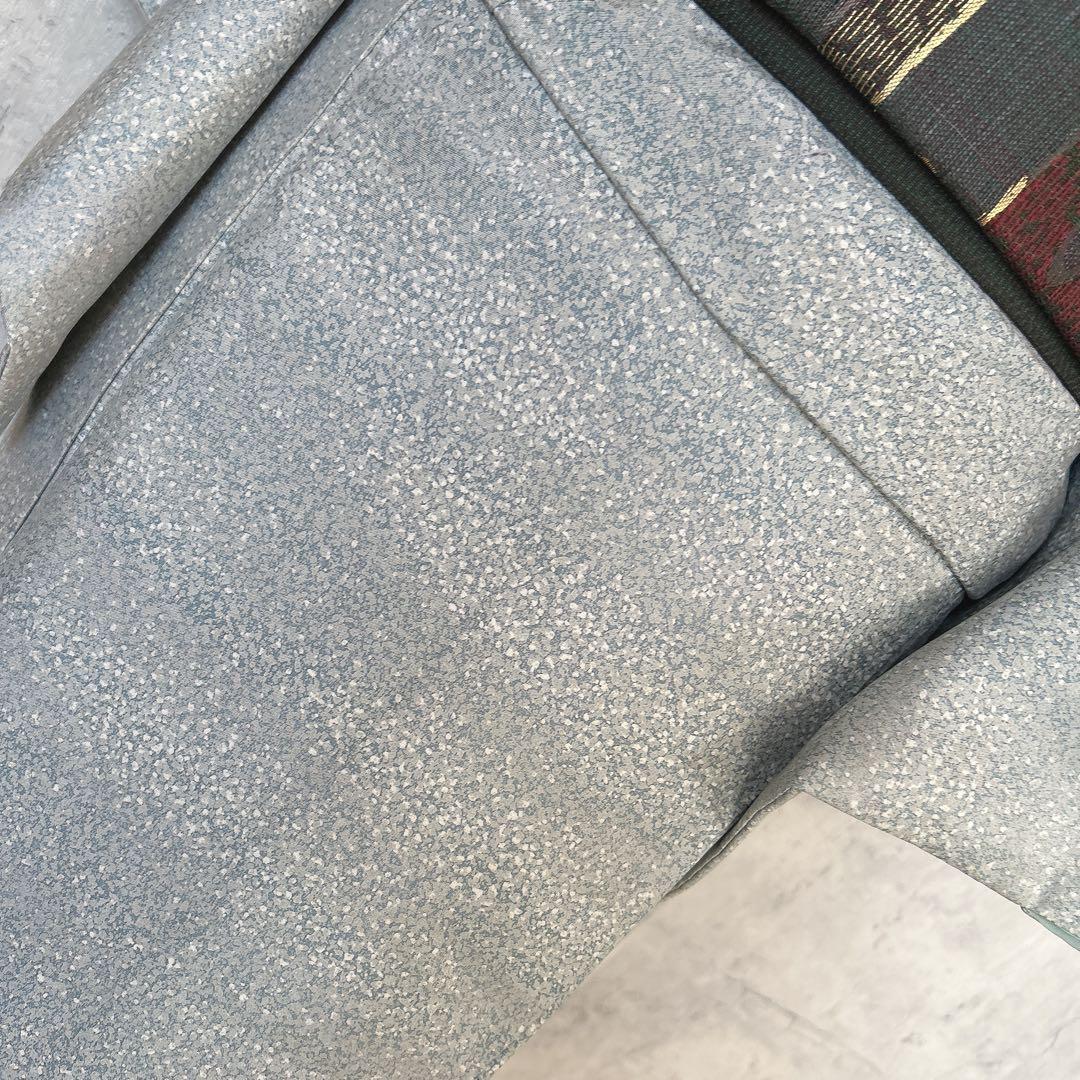 大島紬　染め大島　小紋　フルセット　着物　正絹　水色　難あり　p2