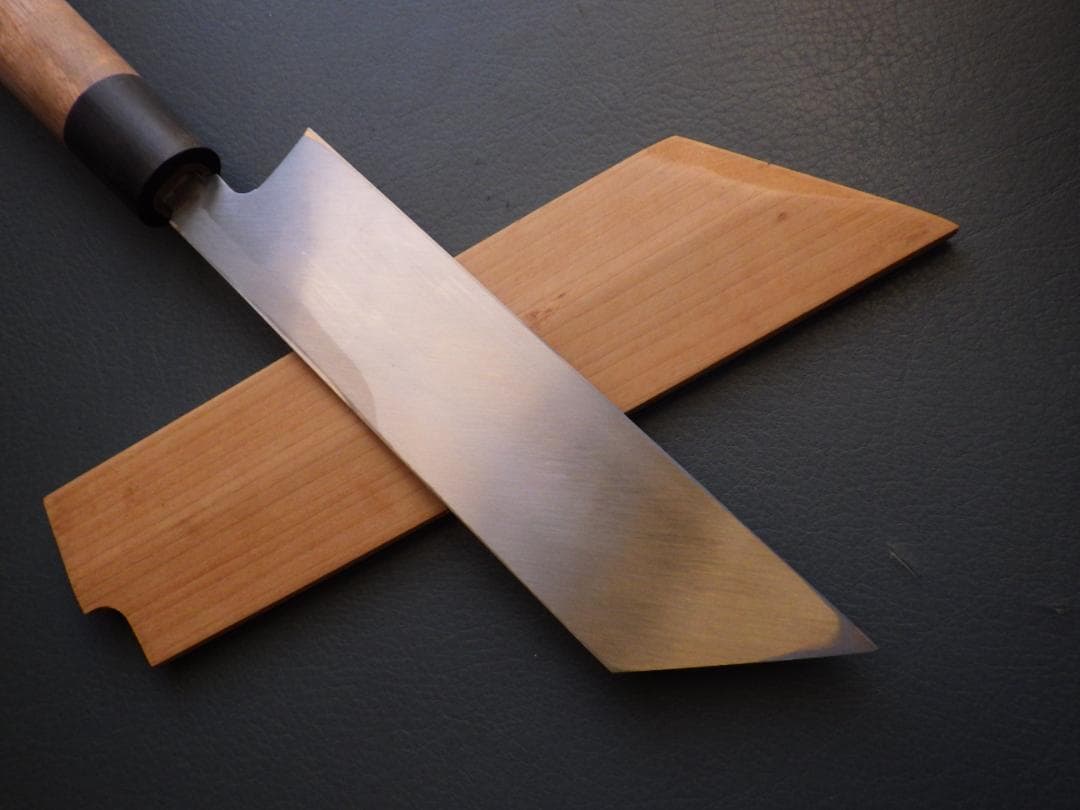 ゆ*ん様 ケンムキ包丁★白2鋼 185mmマチ 本鍛造・縞黒檀口輪柄★ 鞘付き