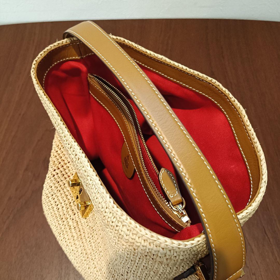 Mark Cross　マーククロス　ストロー バケツ トートバッグ　かごバッグ