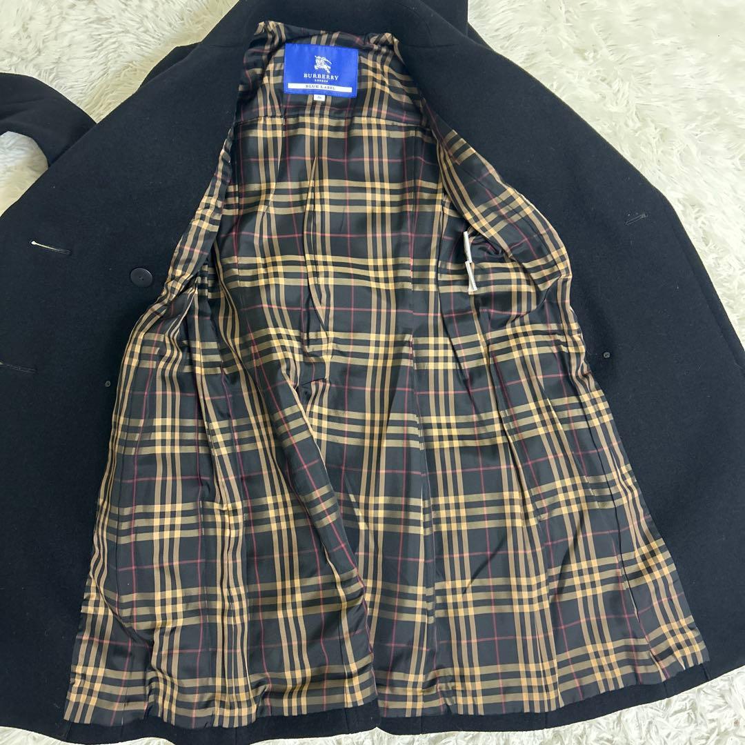 極美品！バーバリーブルーレーベル ピーコート　ノバチェック　ロング　36