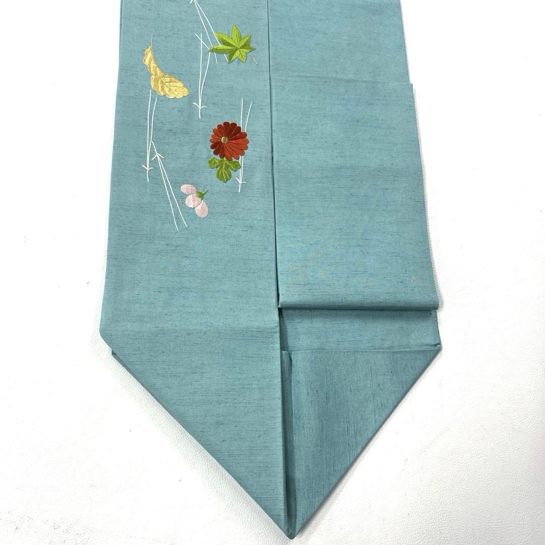 専用帯5112 ●高級 正絹 紬 刺繍 名古屋仕立て 名古屋帯 吹き寄せ