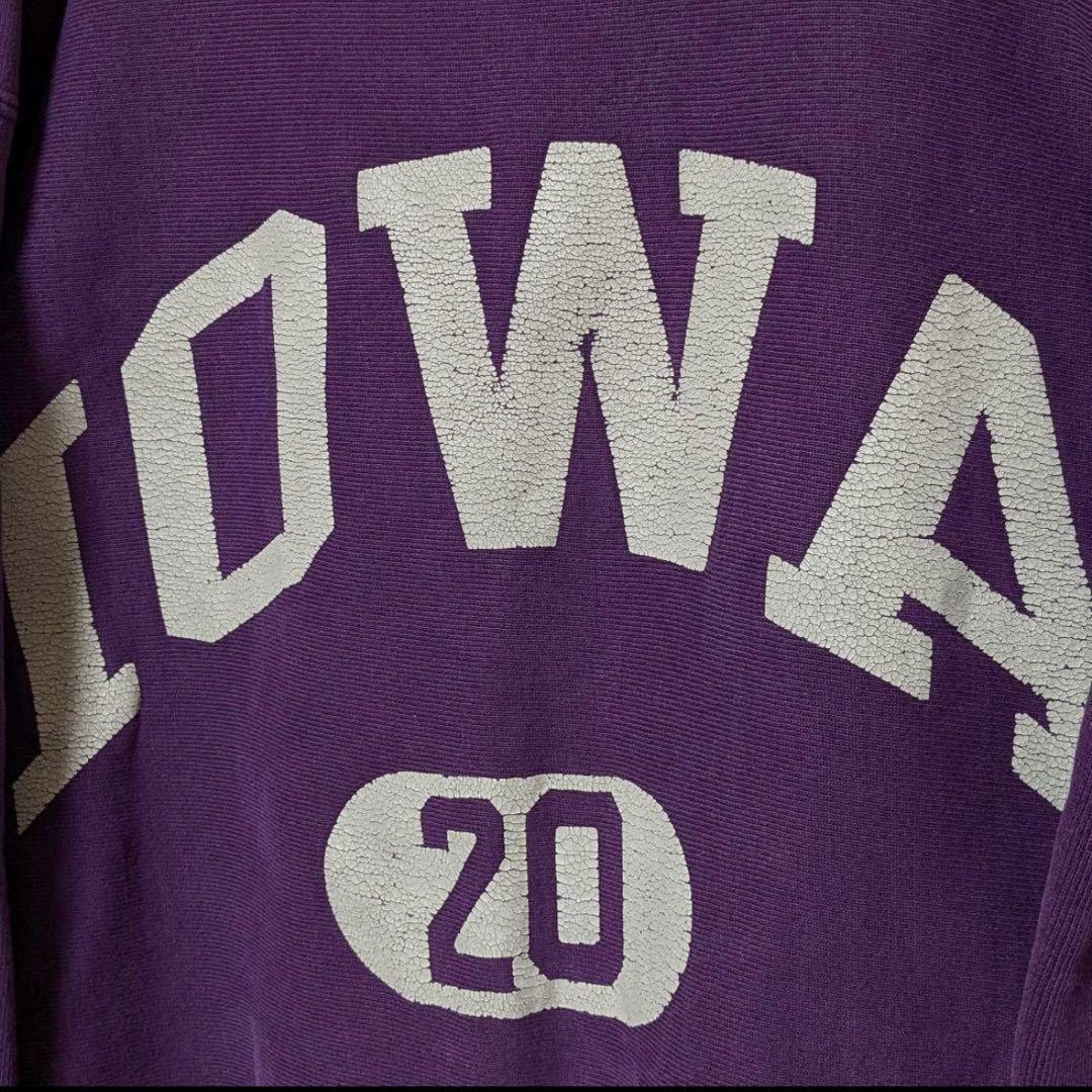 【激レアヴィンテージ古着】90sチャンピオンリバースウィーブIOWAボロ茄子紺