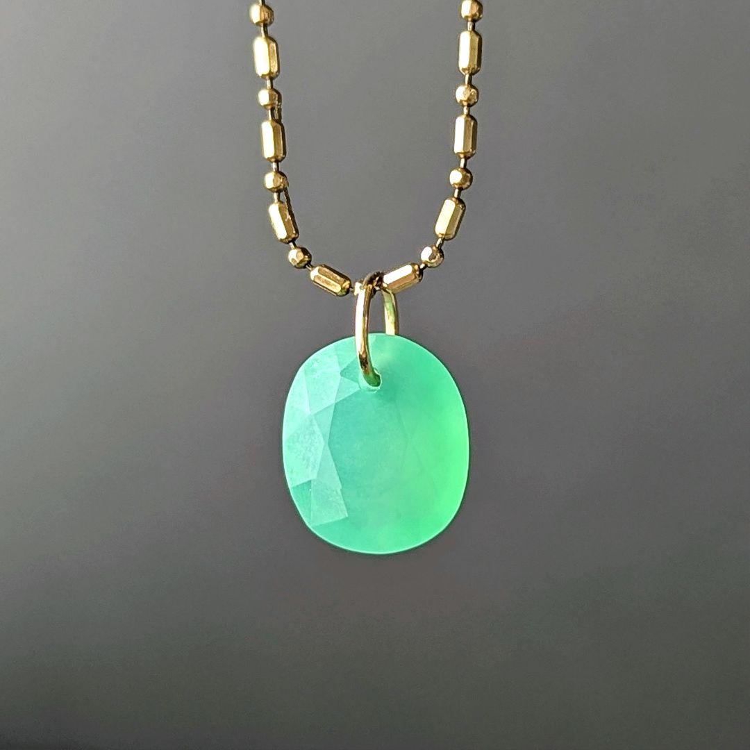 ♢miyumiyu♢K18 大粒アクアマリン + クリソプレーズ チャ―ム