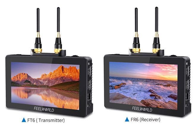 FEELWORLD FT6 FR6 5.5インチ ワイヤレスビデオ送信 電池×4