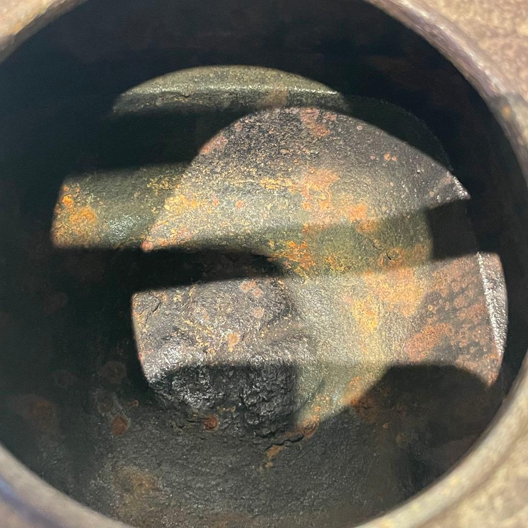 銅蓋 袴四方鉄瓶 湯沸 茶道具 茶器 鐵瓶 骨董美術品　コレクション　年代物