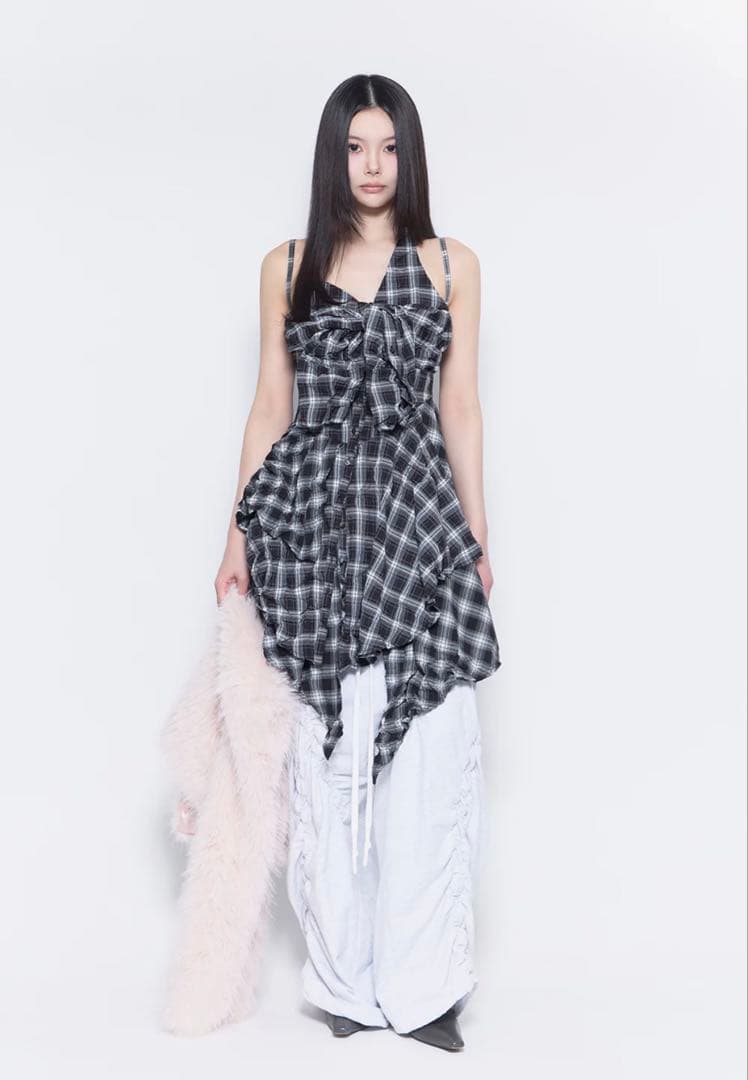 ワンピース theredthread S layered dress bug check