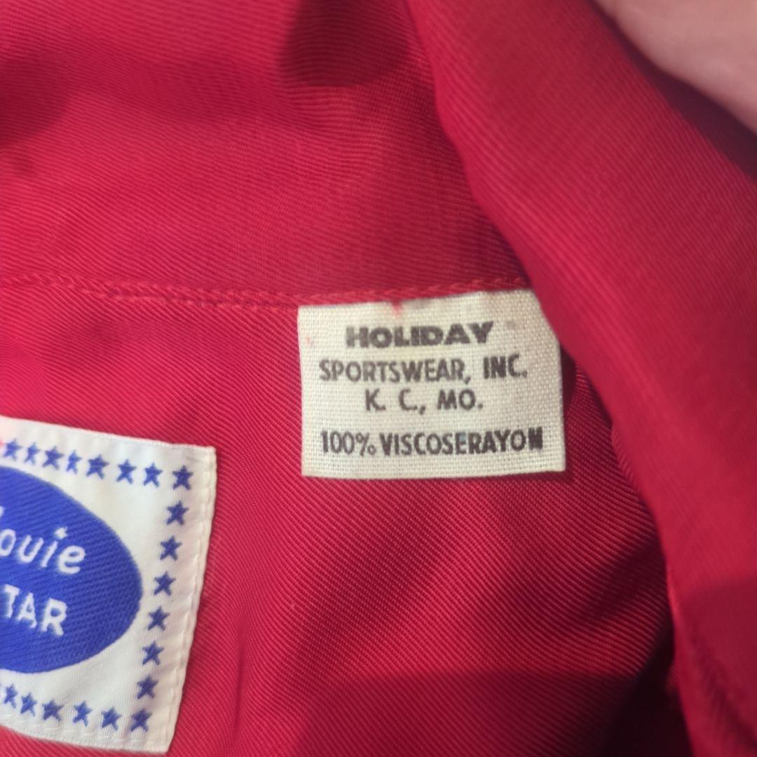 キングルイKing Louie 赤色 星柄 半袖シャツ S ボーリングシャツ