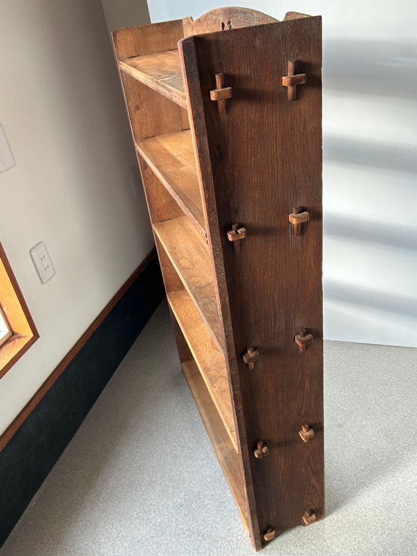 木製収納棚　5段　楔式本棚　食器棚　オープンラック　古家具　古道具　アンティーク