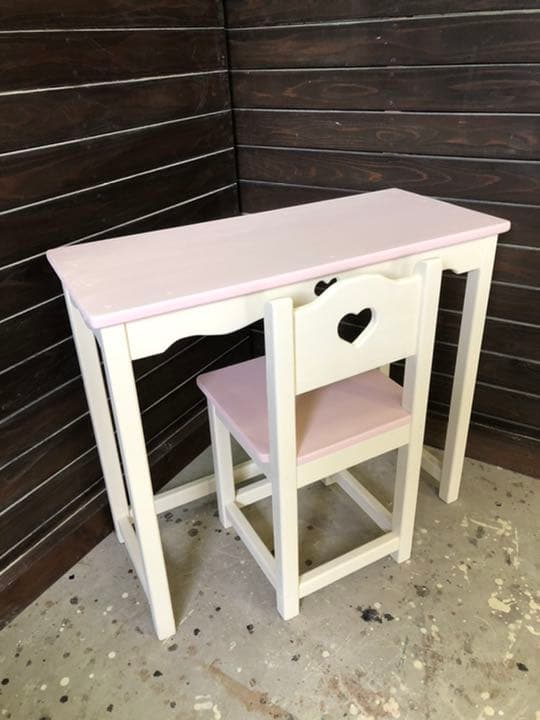 GDYN学習机チェアーセット　パステルピンクハート