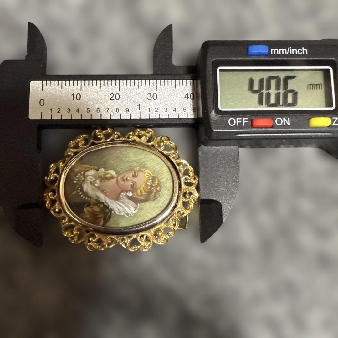 K18 刻印あり　ダイヤ　アンティーク品　ペンダントップ　プローチ 兼用