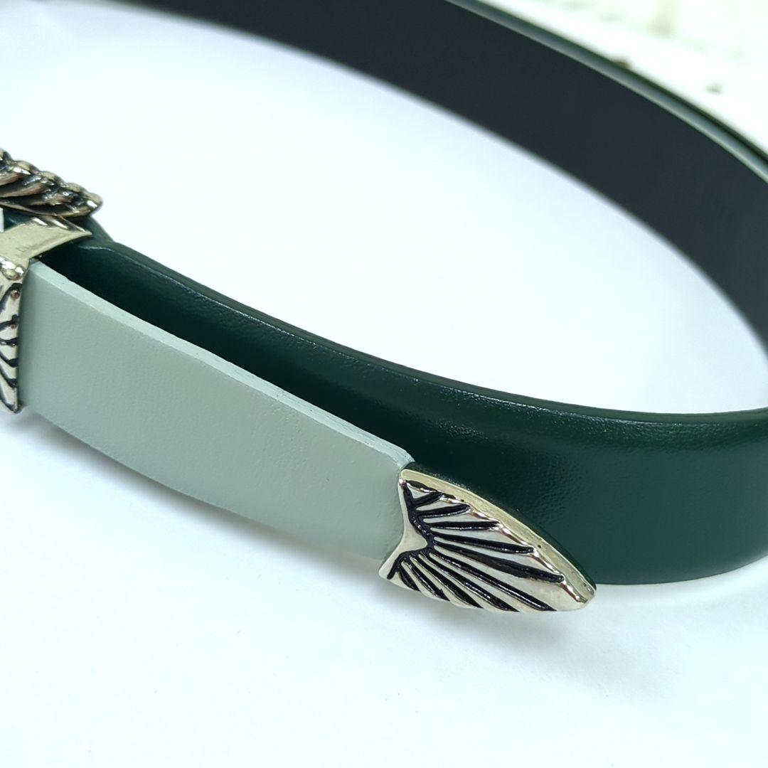 TOGA PULLA トーガプルラ ダブルバックルベルトグリーン 65～67.5