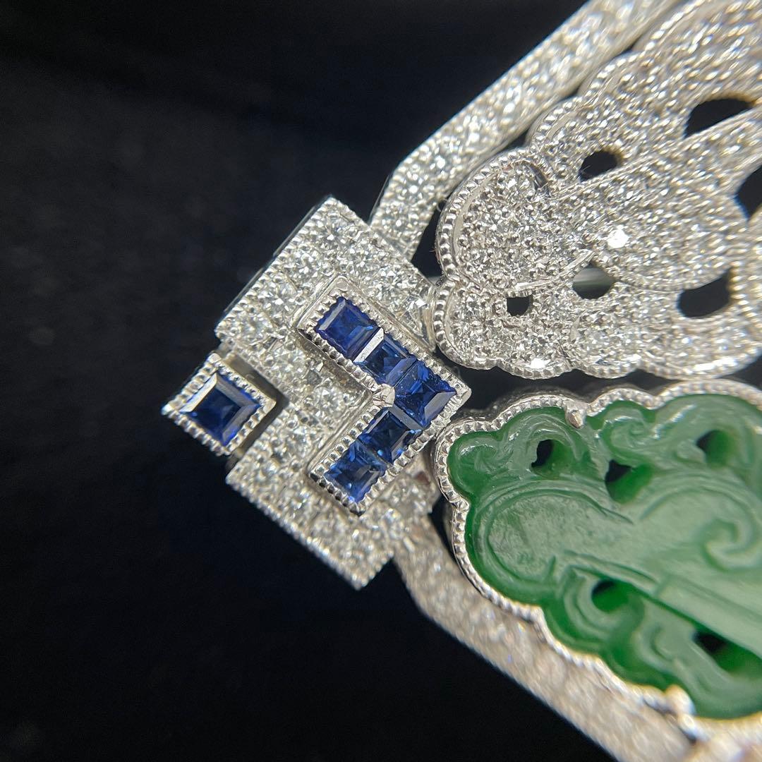 coco！Pt950素材QUEEN ヒスイとダイヤモンドのデザインブローチ