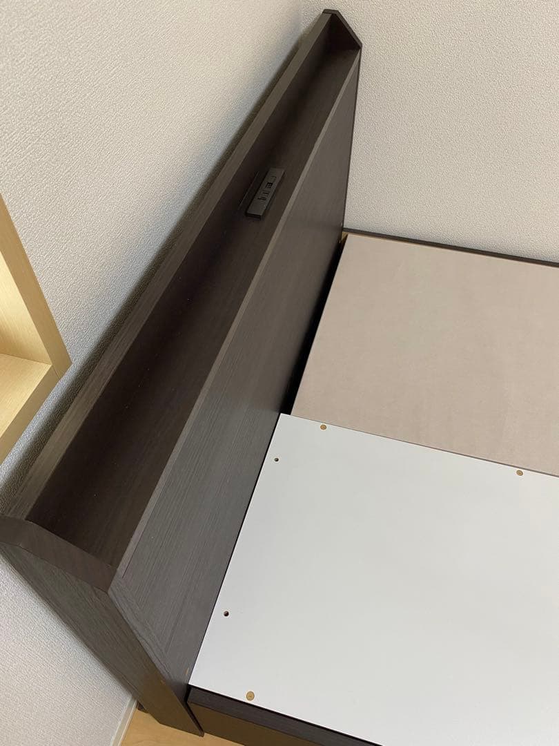 【良品】ニトリ セミダブルベッド ベッドフレーム ダークブラウン