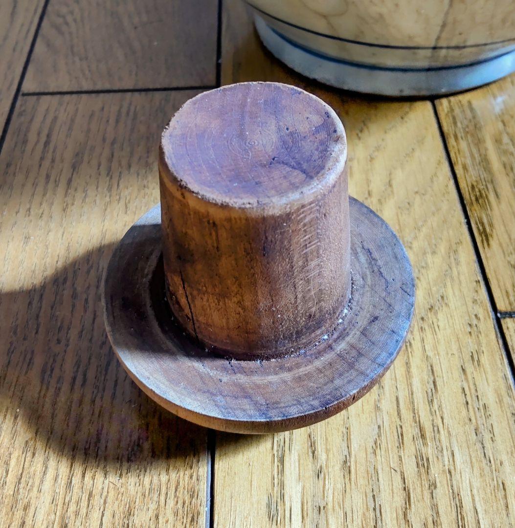 古い平清水焼　木製蓋付き　染付　大徳利