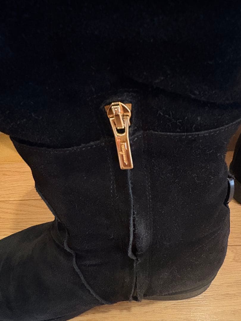 【中古】フェラガモ ロングムートンブーツ スエード 2way サイズ8